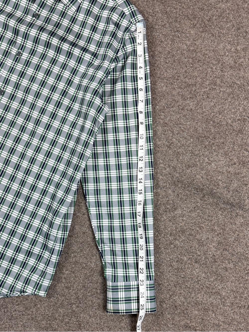 Banana Republic Green Blue Plaid Button Up Shirt Men’s Medium Non-Iron Slim Fit - Picture 5 of 7
